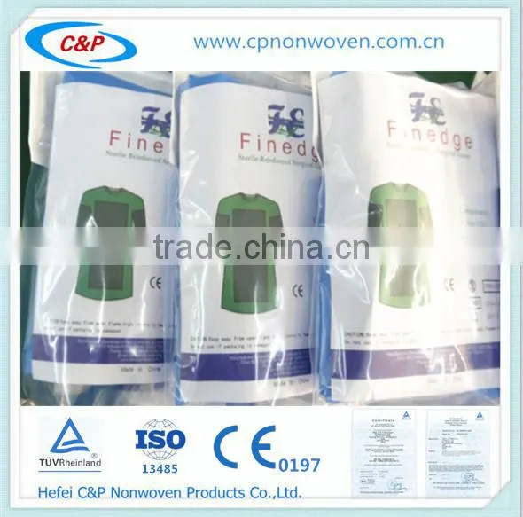 Disposable Sterile Blue SMS Nonwoven Standard Surgical Gown/Reinforced Surgical Gown