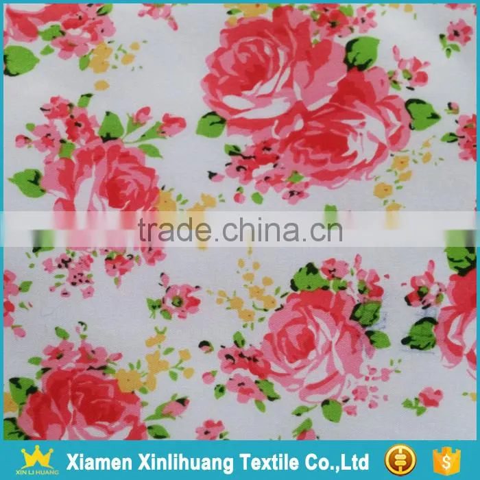 Custom Design 100 Polyester Flower Printed Peach Skin Fabric for Beach Shorts