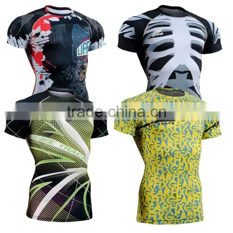 2015 Professional Fitness Wear Black Compression Shirt for Training/Yoga