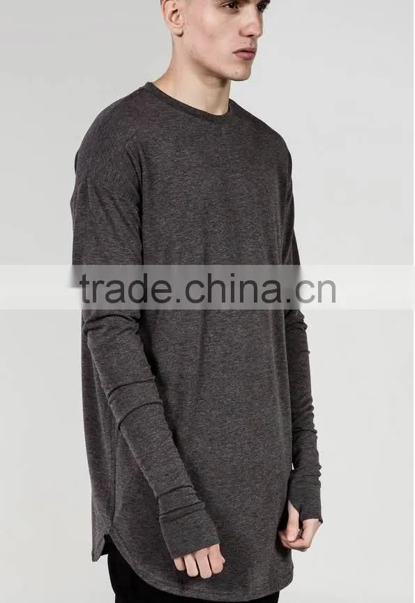 2016 summer Long sleeve t shirt Extended t shirt Sport Hip hop Oversized t shirt Streetwear Loose tee shirt