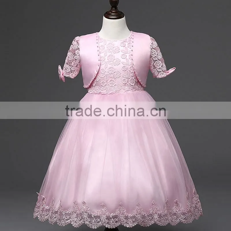2016 Summer style kids dress flower lace princess party costume girl floral dress
