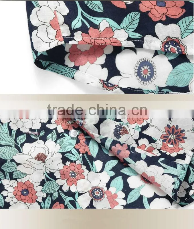 100%Cotton 2014 latest mens casual dress (Floral Fabric)