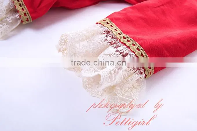 Wholesale Handmade Pettigirl Autumn Red Girl Boutique Dress Cotton Flower Girls Dress With Hair Accessories G-DMGD908-893