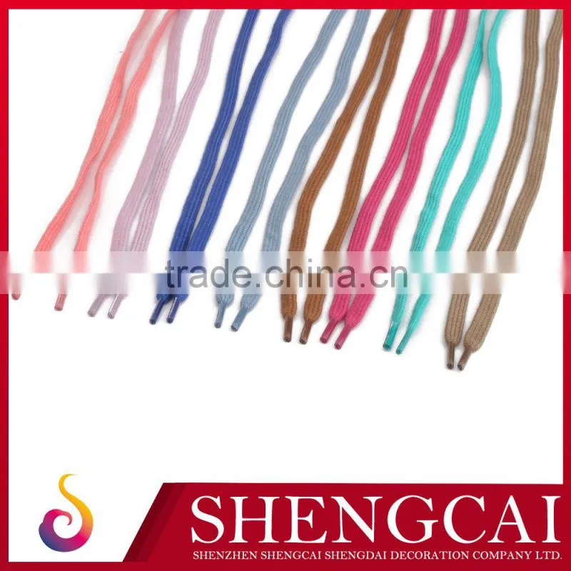 Color Custom Polyester/Nylon/100% Cotton Flat Shoelace For Sale