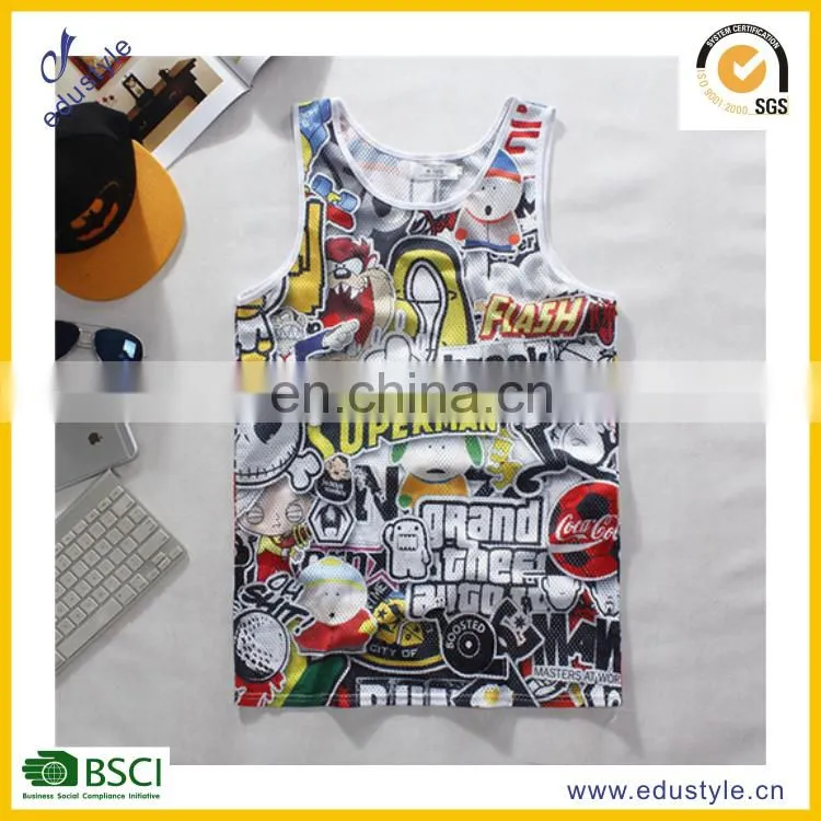 OEM/ODM service offer sublimated printing men's tank top/running singlet