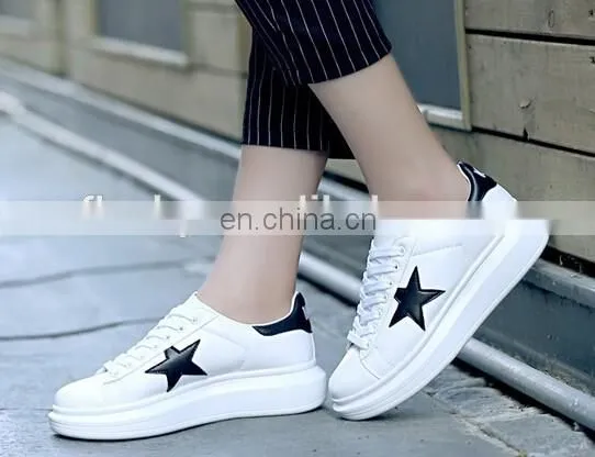 Wholesale women high heel sneakers lady lace up casual shoes