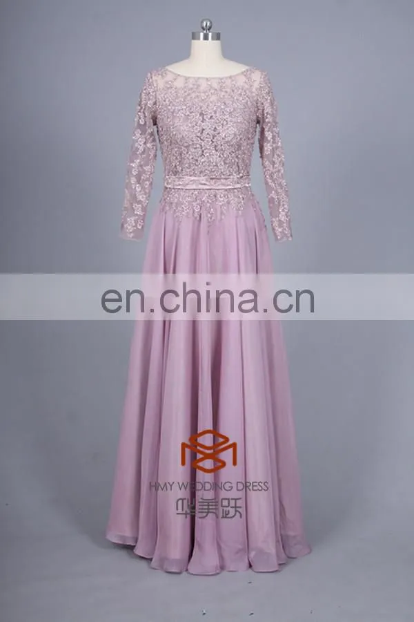 Lace Embroidered Royal Blue Long Sleeves Maxi Evening Dress For Fat Women HMY-CDA041 Ladies Long Evening Party Wear Gown