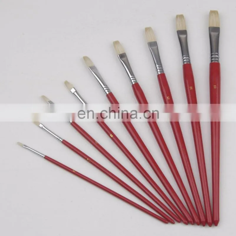 Short Wooden Handle Artist Bristle Paint Brushes
