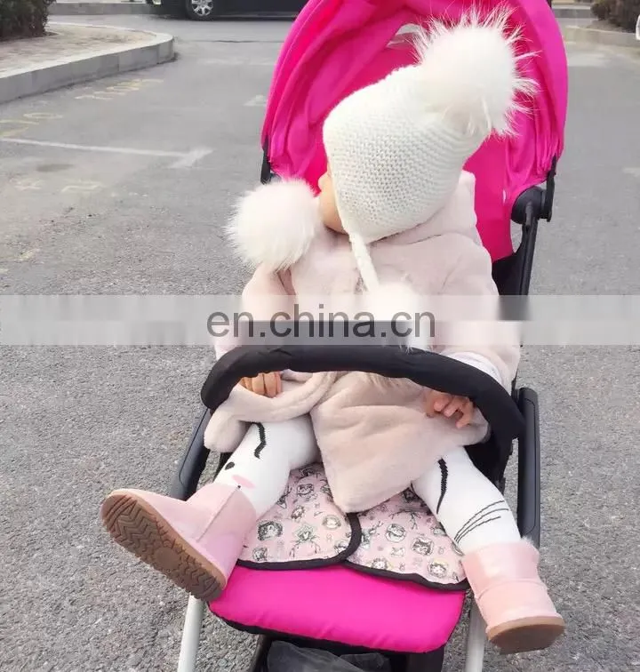 Kids Winter Knitted Hats Children Three Fur Pom Poms Hat Baby Hat With Hair
