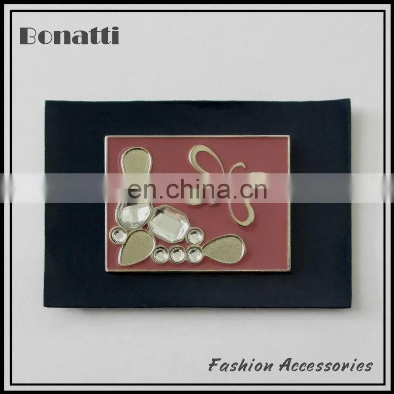 high quality pu leather labels with rhinestone for bags shoes and jeans