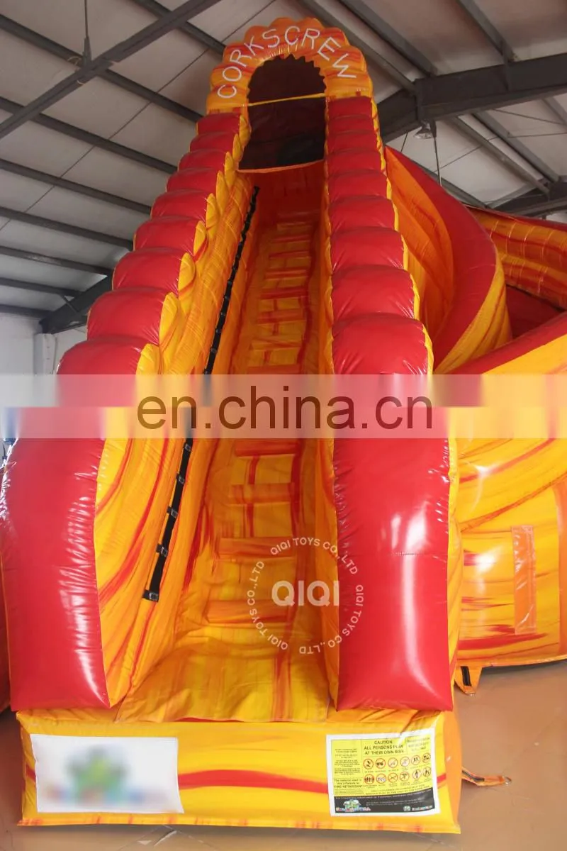 Volcano corkscrew gaint inflatable water slide with pool for games