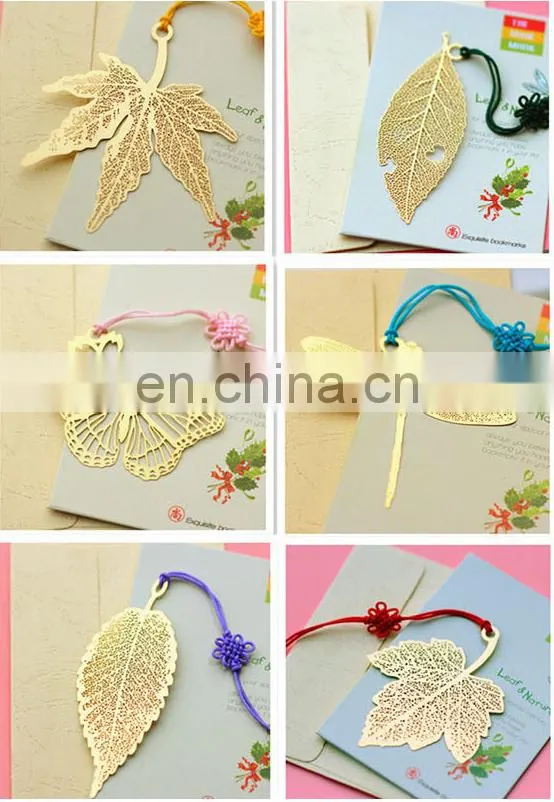 Golden yellow leaf bookmarker, business gift bookmarker