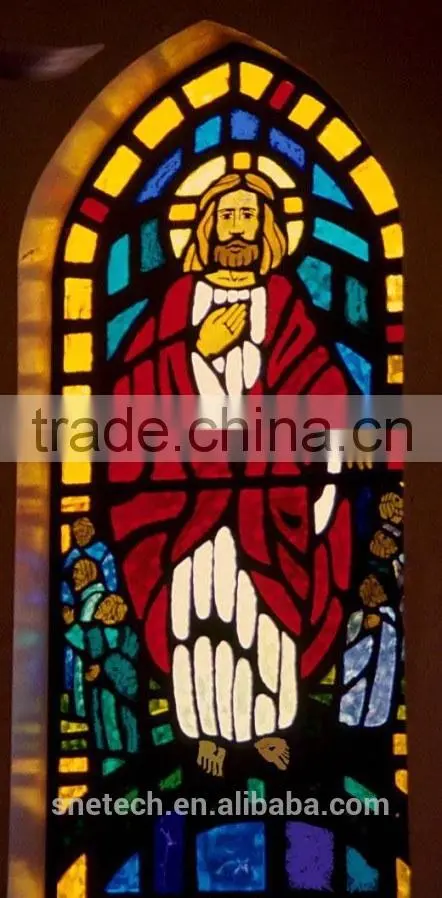stained church figures window glass for interior or exterior decoration