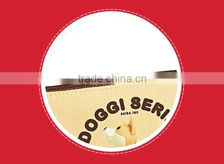 Hot sale polyester magnetic animal printing cotton pencil case for girl