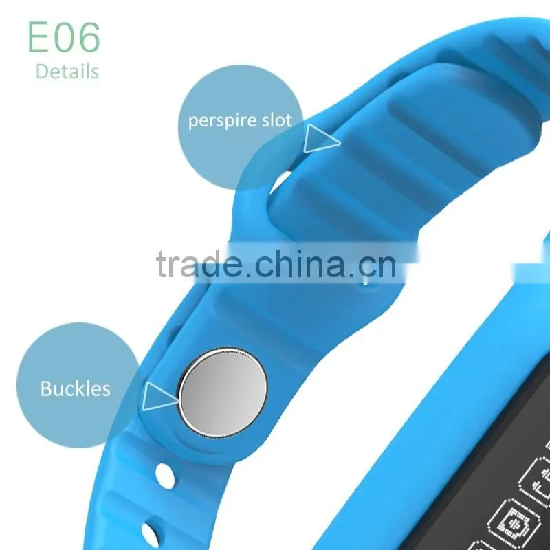 text message/Tracking motion/music play/Fine phon/sleeping monitor/Touch screen E06 Smart Bracelet