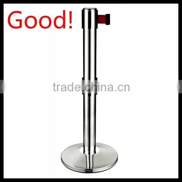 Silver Stainless Steels Double Belt Barriers- 2 Webbings Barriers- Metal Poles