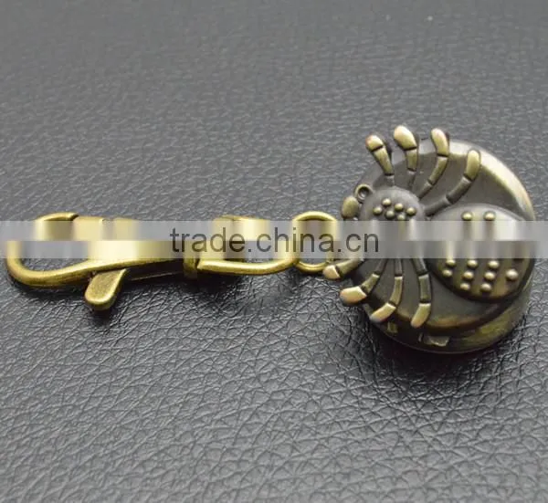 custom key chain watch with retro metal bronzed chain spider pocket watch