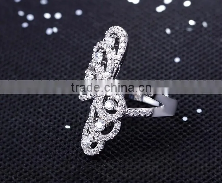 Beautiful Butterfly Shape Party Jewelry Platinum Plated Brass Jewelry Women CZ Ring