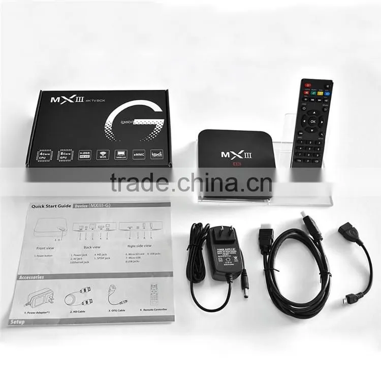 MXIII-G TV Box Android 4.4 1000M LAN Amlogic S812 Quad Core 1G 8G WiFi H.265 Gigabit TV Box Kodi Fully Loaded
