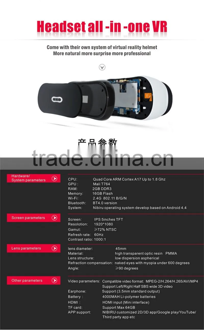 All in one VR headset virtual reality 3D VR Glassess 1080P HD