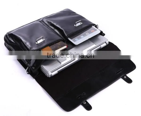 2015 fashion men high end genuine leather laptop bag