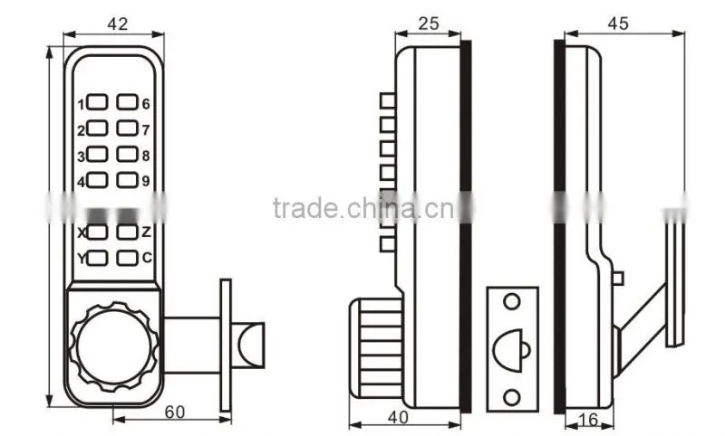 OSPON All-Weather Mechanical Keyless latch Door Lock STAIN NICKEL OS1133B