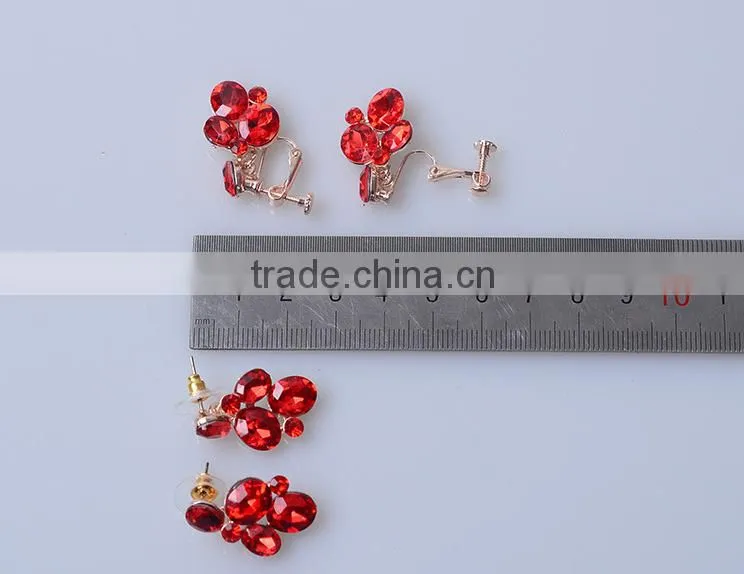 High Quality Jewelry White and Red Diamond Alloy Plating Silver Necklace Set