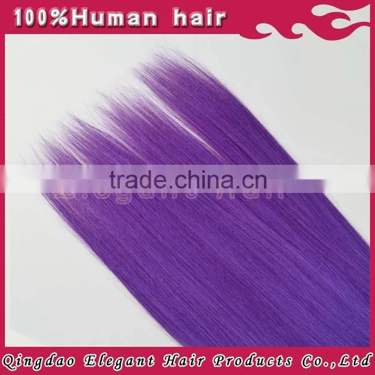 Charming color elegant purple no shedding tangle free hair weft purple u tip hair tape hair extensions