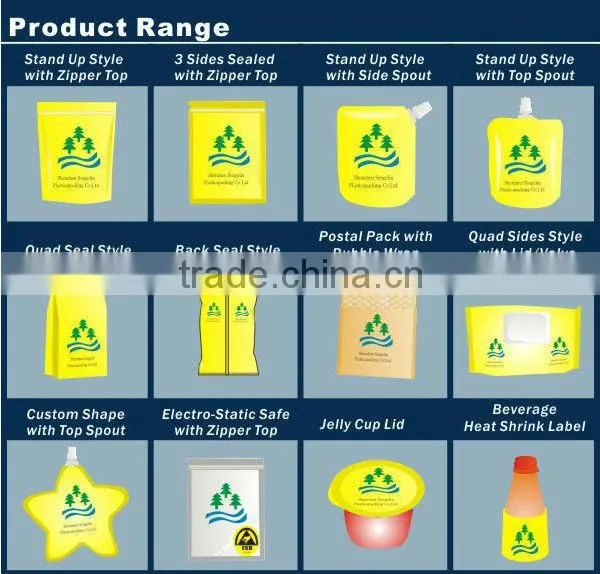 Daily product plastic foil packing bag with zipper