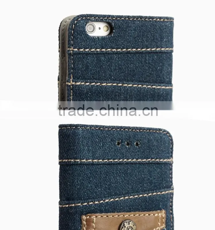 Denim Jean Mobile Phone Case With Card Slots for iPhone 6