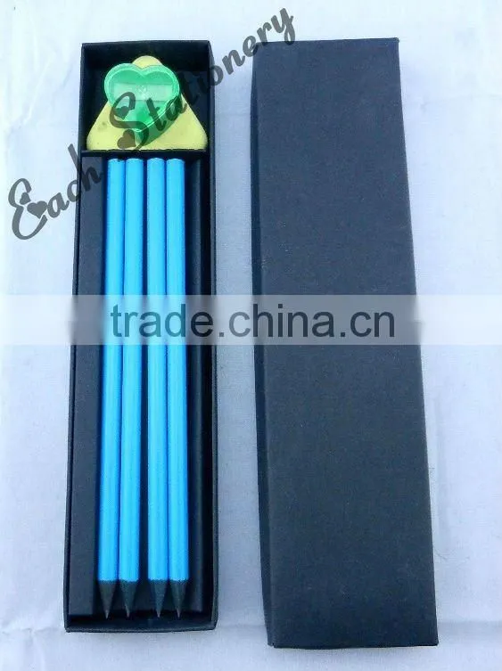 7' HB 4 Pcs jumbo pencil with sharpener in box