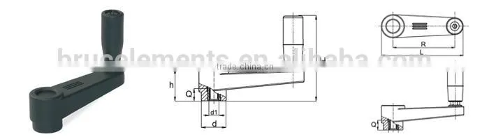 Plastic Crank Handle with fixed grip and fit bushing BK38.0229
