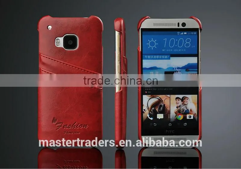 Original Fashion Wax Grain PU Leather Back Cover Case With Card Slot For HTC One M9 MT-3556