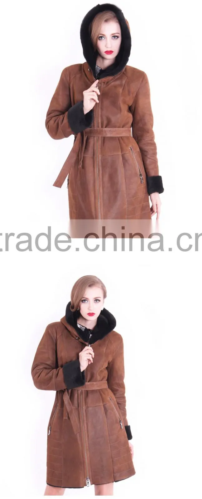 2016 New Design Winter Women Slim Fit Woolen fur Coat