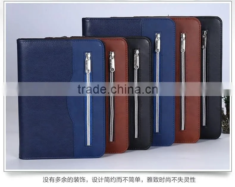 OEM customized leather fashion design notebook cover with pocket
