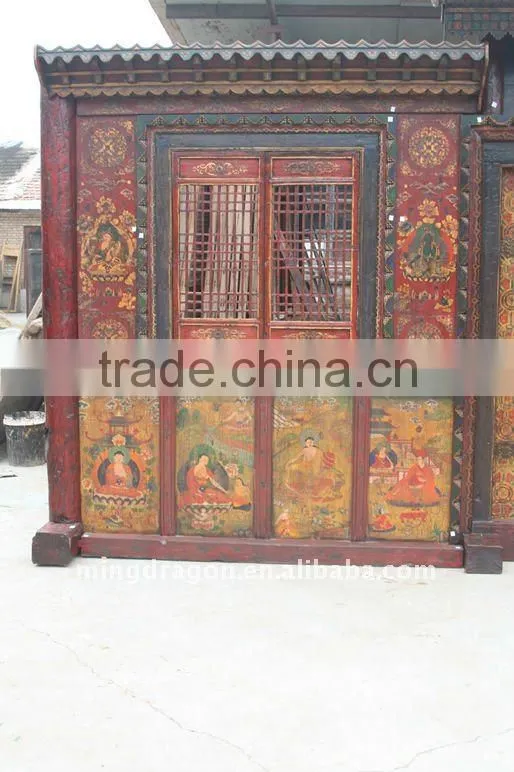 Chinese Antique Old Beautiful Tibetan Door Sakia Temple