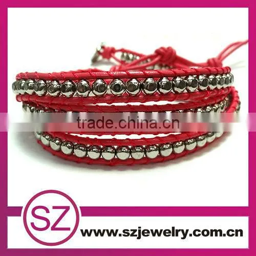 2013 Mulit Stone Brown Greek Leather Wrap Bracelet-BTB0237