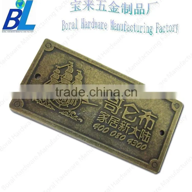 Unique metal 2 holes furniture logo nameplate