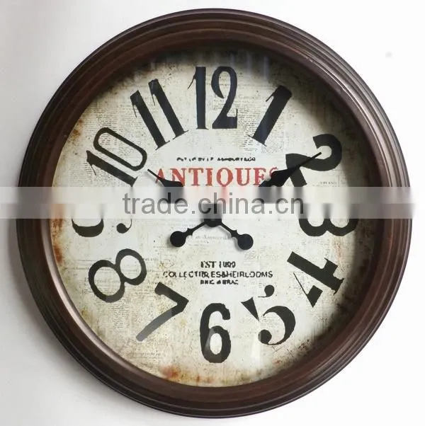 Dia 60 cm country style Round Metal Wall Clock, Rustic Wall Clock