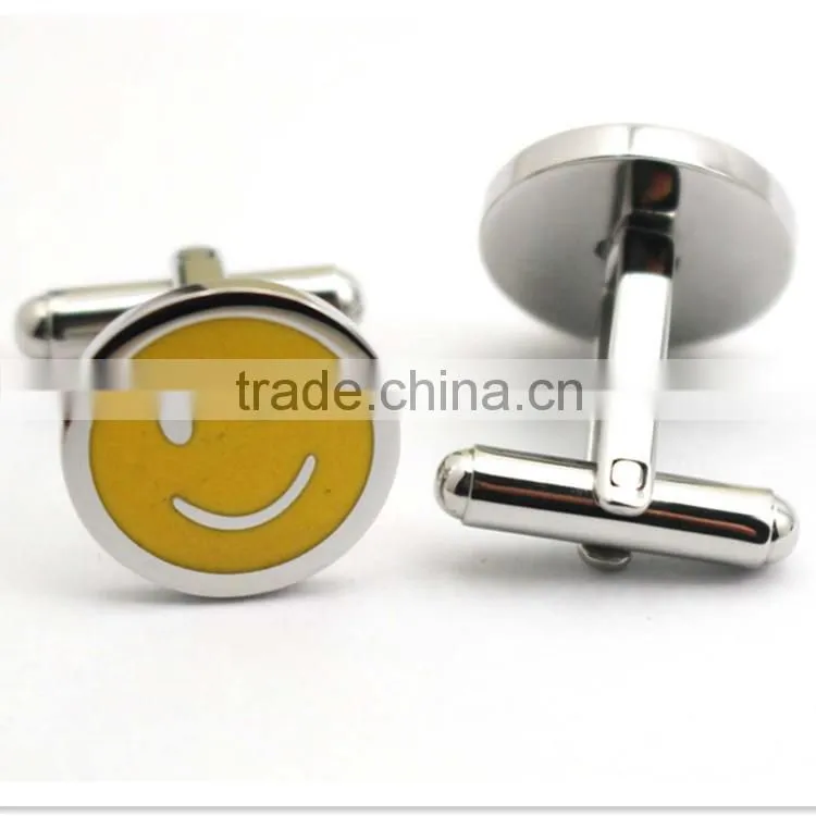 Personalized Logo Women Men Stainless Steel Round Blank Gold Cufflinks