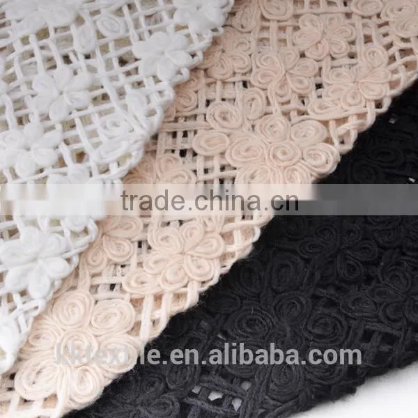new item wool flower pattern organza lace embroidery fabric for clothes