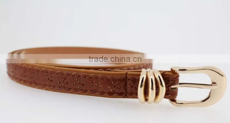 Women's casual belt with Brown PU leather in Yiwu factory waist belt for lady