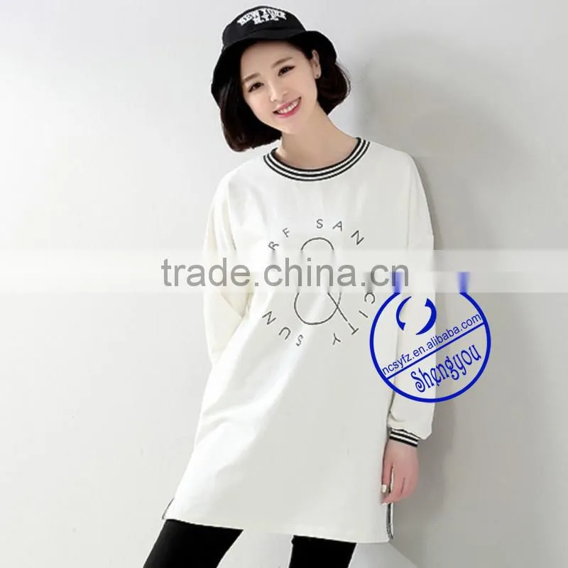 2015 China supplier custom women longline t-shirt wholesale