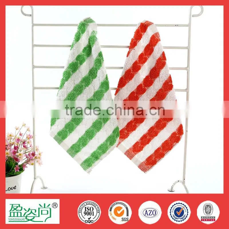 2015 hot sale cheap stripe cotton kitchen towels small and contrast color hand towels