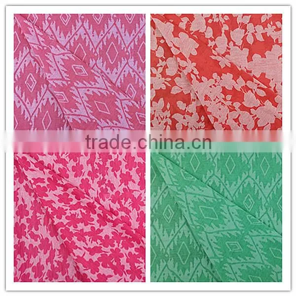 2015 Esse Textile knitted fabric T/R fabric red flower burnout fabric for garment