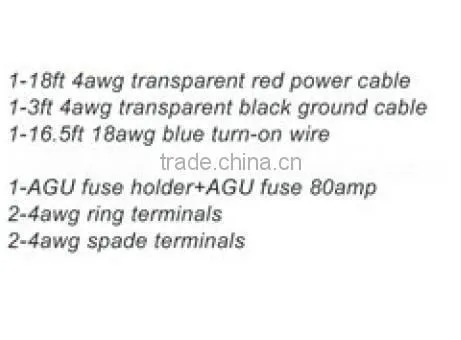 FrankEver Car AMP Wiring Kit CU 4AWG Transparent Red Cable kit