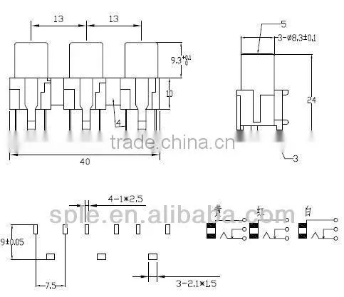 Television audio video socket AV3-8.4-6A