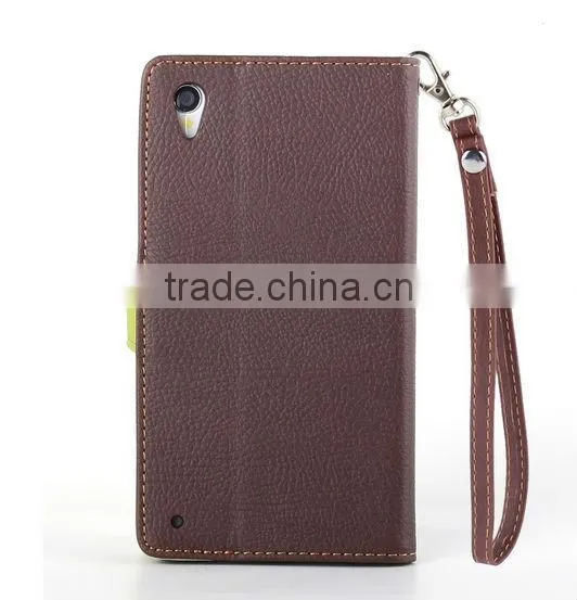 Newest product flip hit color pattern wallet leaf buckle leather case for Sony Xperia Z4 with stand