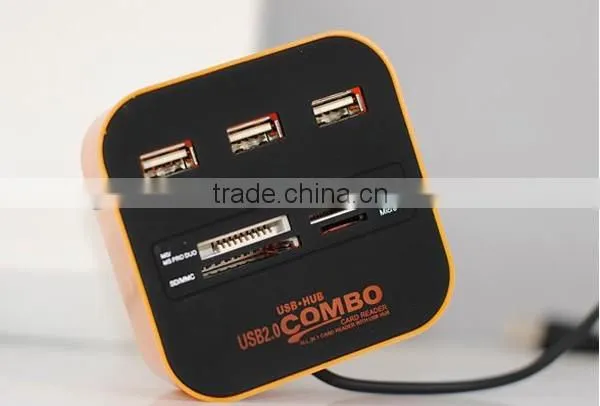 Card Reader 3 Ports 2.0 USB Charger Hub for Laptop