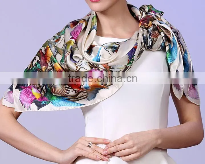 Coloeful design for 100% silk square scarf,16 mm, crepe